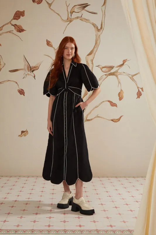 Black And White Short Sleeve Midi Dress sold by FARM Rio