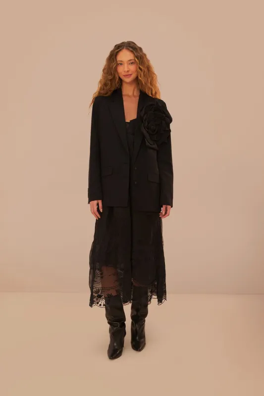Black Flowered Blazer sold by FARM Rio