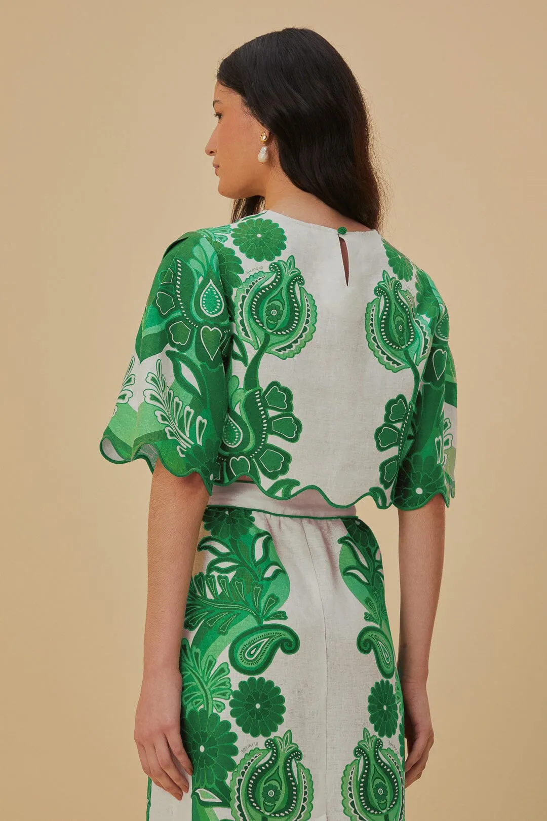 Green Color Festival Euroflax™ Blouse sold by FARM Rio product image thumbnail 4