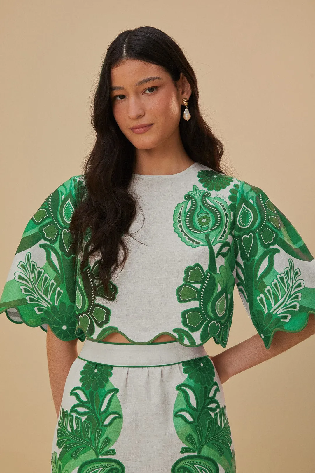 Green Color Festival Euroflax™ Blouse sold by FARM Rio