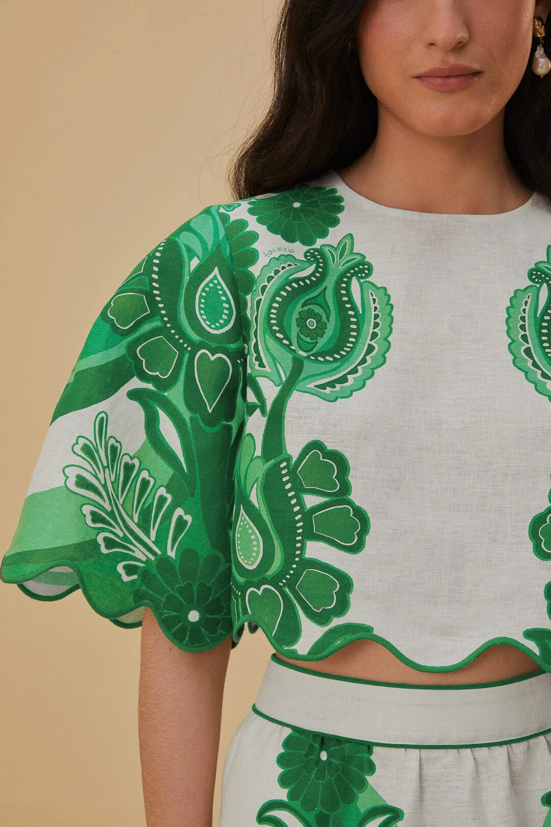 Green Color Festival Euroflax™ Blouse sold by FARM Rio product image thumbnail 5