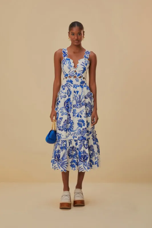 Off-White Flowerful Birds Lenzing™ Ecovero™ Euroflax™ Midi Dress sold by FARM Rio