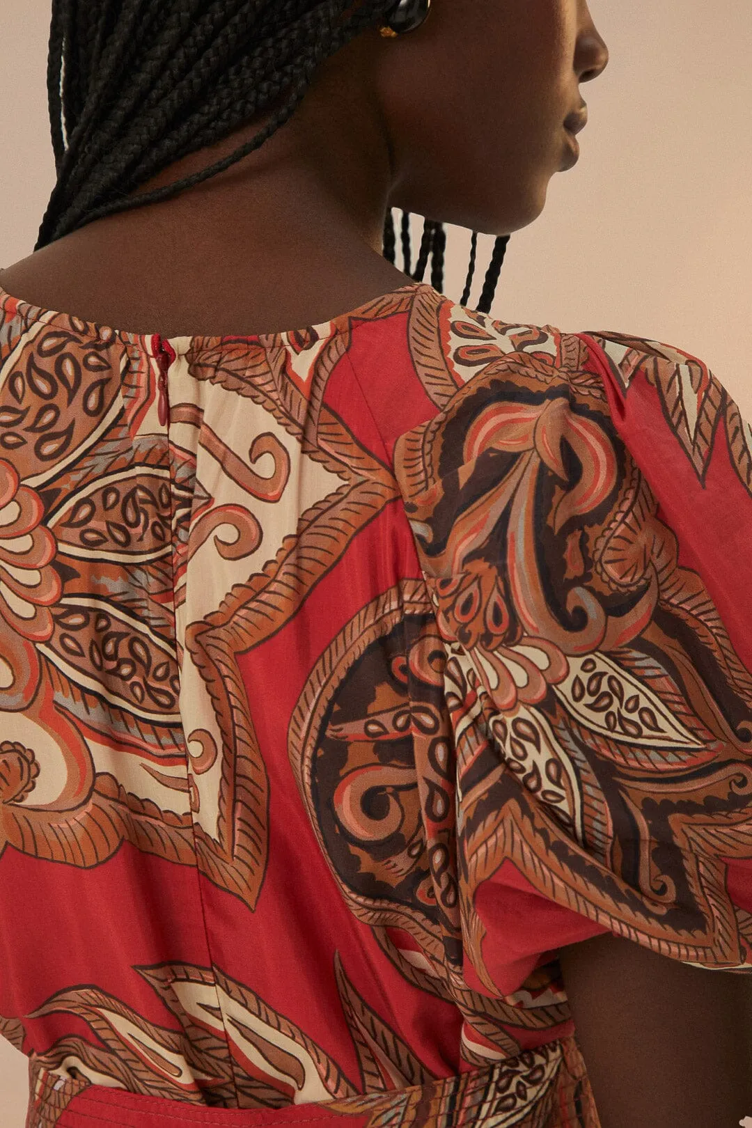 Leopard Paisley Burgundy Mini Dress sold by FARM Rio product image thumbnail 4