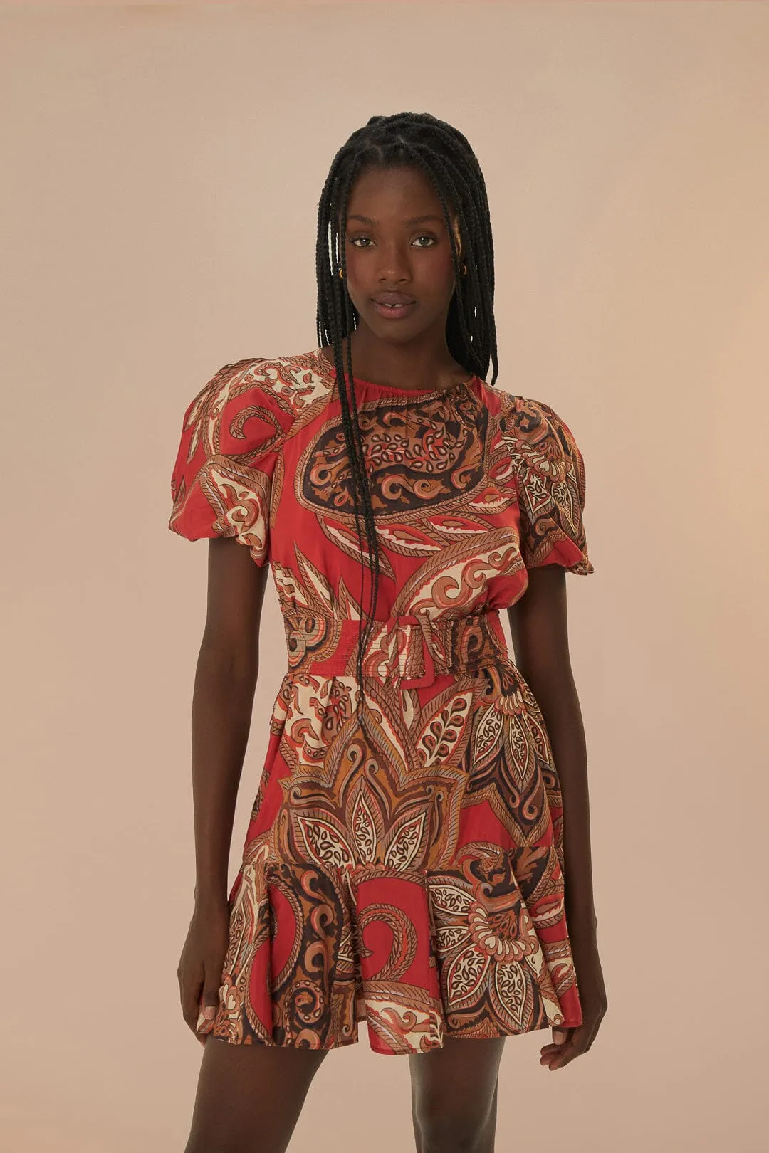 Leopard Paisley Burgundy Mini Dress sold by FARM Rio