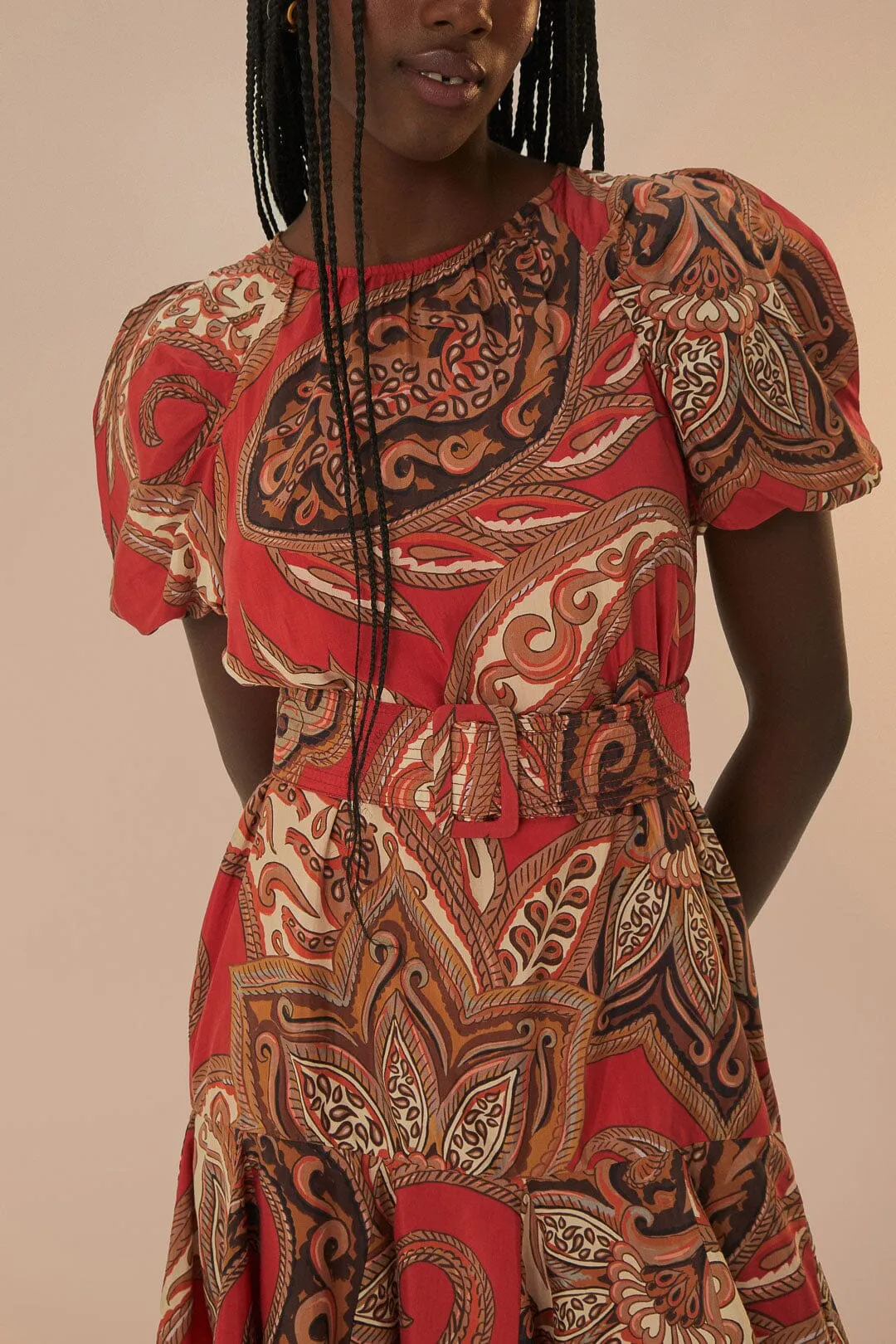 Leopard Paisley Burgundy Mini Dress sold by FARM Rio product image thumbnail 3