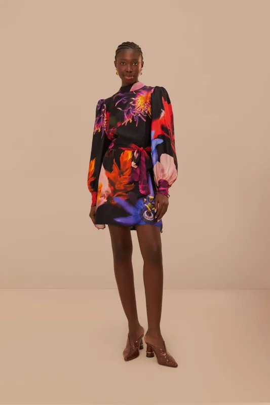 Blurry Floral Black Mini Dress sold by FARM Rio