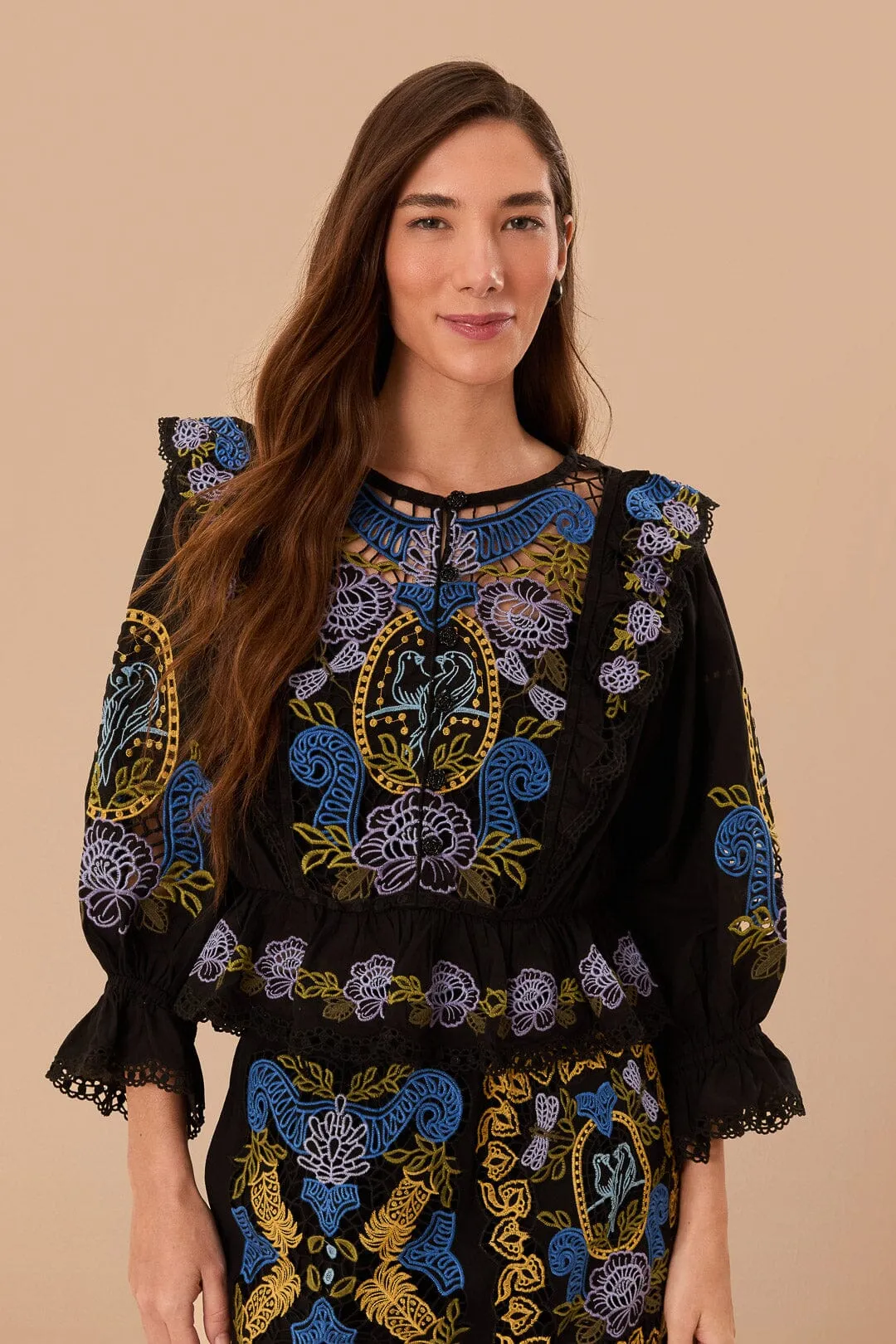 Black Richelieu Blouse sold by FARM Rio product image thumbnail 2