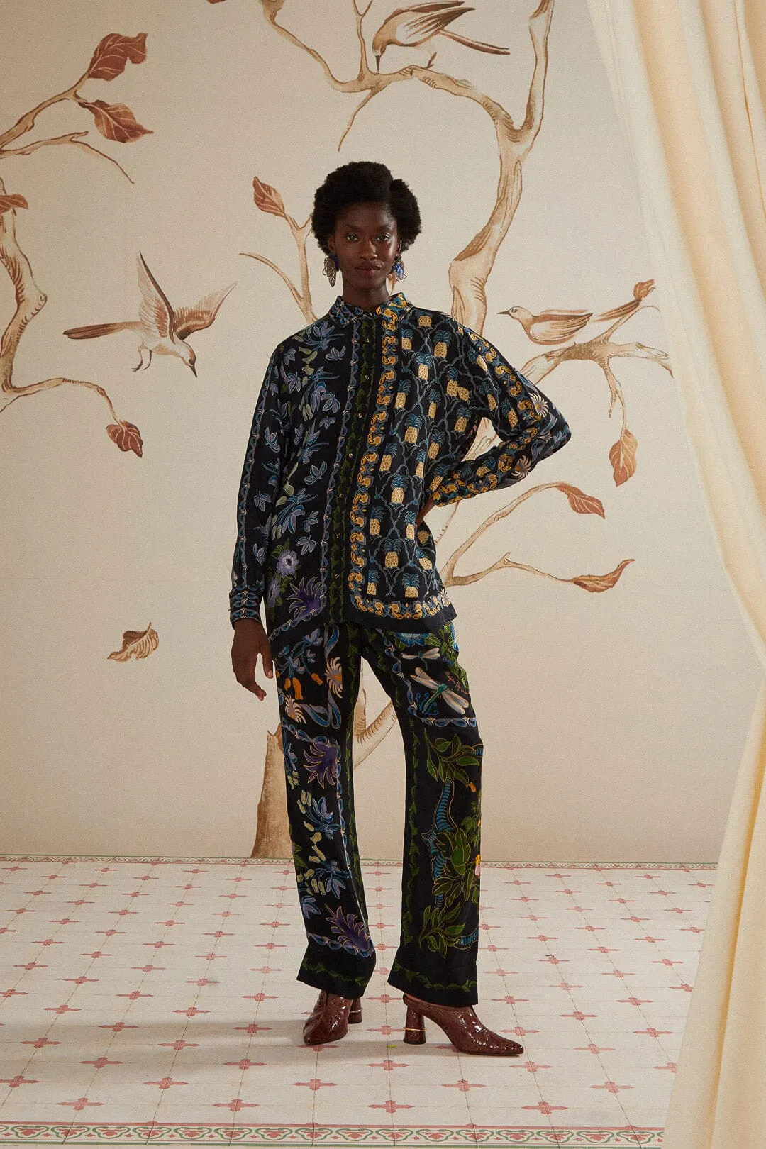 Black Winter Garden Pajama Shirt sold by FARM Rio product image thumbnail 2