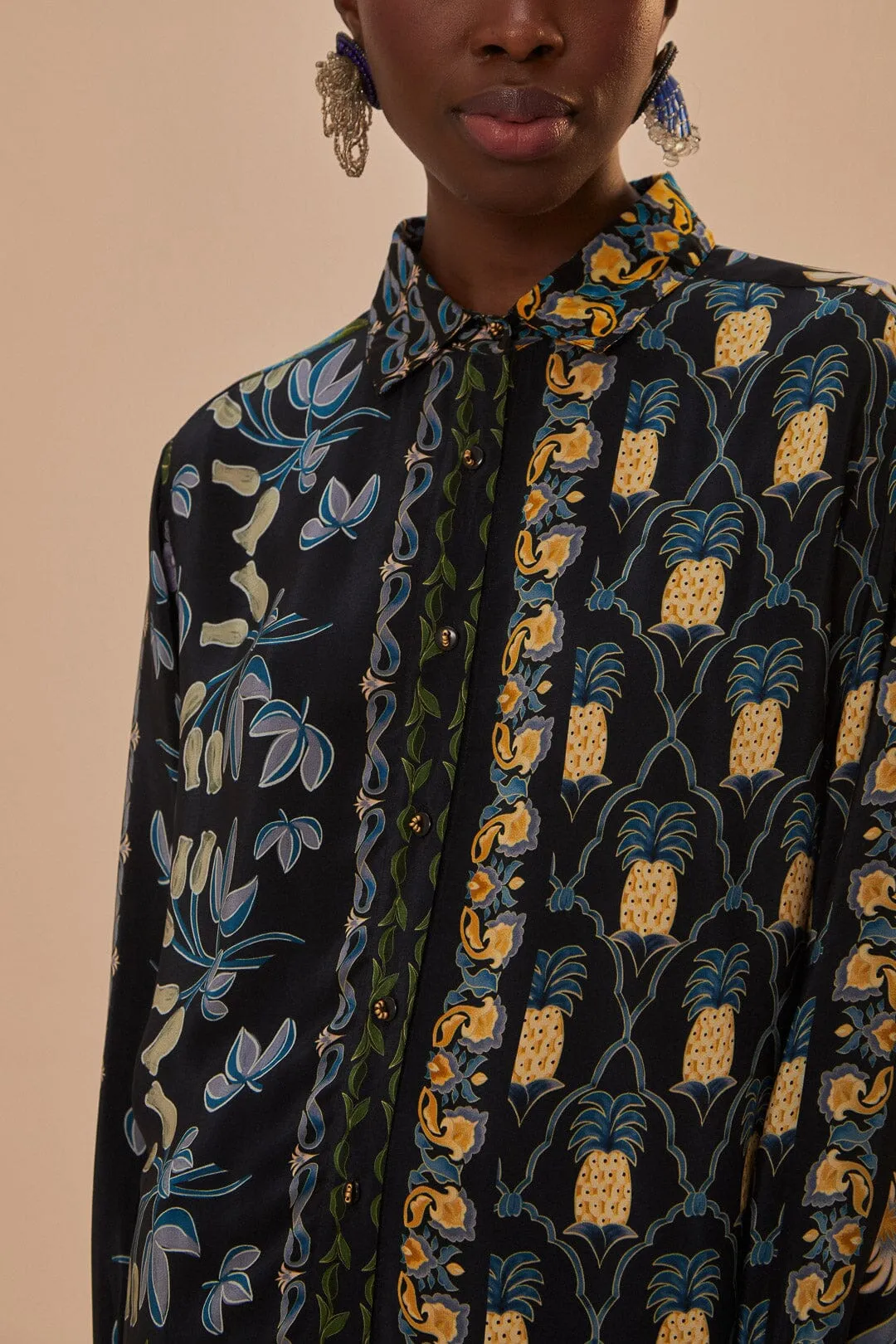 Black Winter Garden Pajama Shirt sold by FARM Rio product image thumbnail 3