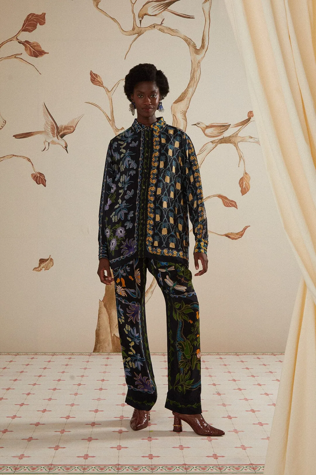 Black Winter Garden Pajama Pants sold by FARM Rio