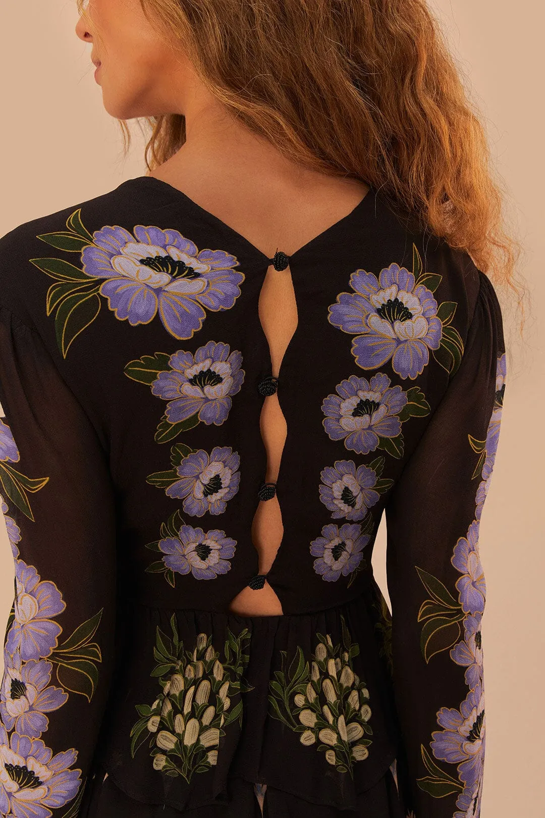 Black Winter Garden Ruffle Maxi Dress sold by FARM Rio product image thumbnail 5