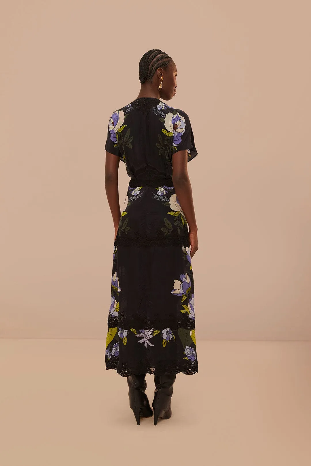 Black Soft Garden Lace Maxi Dress sold by FARM Rio product image thumbnail 5