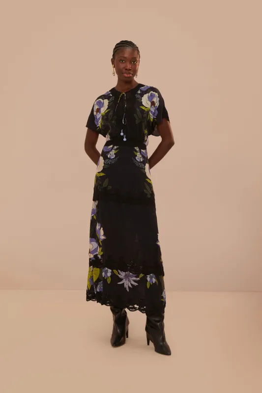 Black Soft Garden Lace Maxi Dress sold by FARM Rio