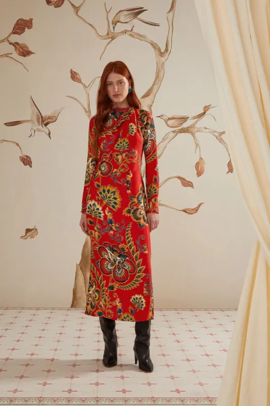 Red Maxi Floral Cutout LENZING™ ECOVERO™ Viscose Midi Dress sold by FARM Rio
