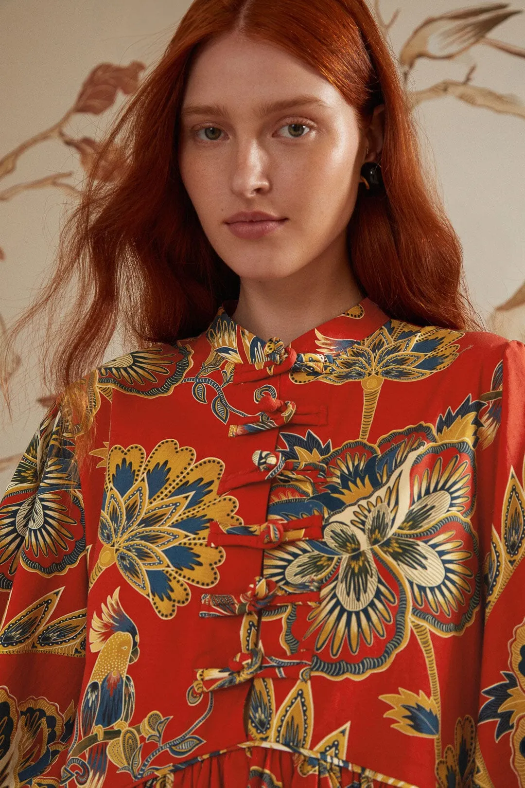 Red Maxi Floral Long Sleeve Mini Dress sold by FARM Rio product image thumbnail 2