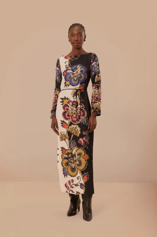 Black And White Maxi Floral LENZING™ ECOVERO™ Viscose Midi Dress sold by FARM Rio