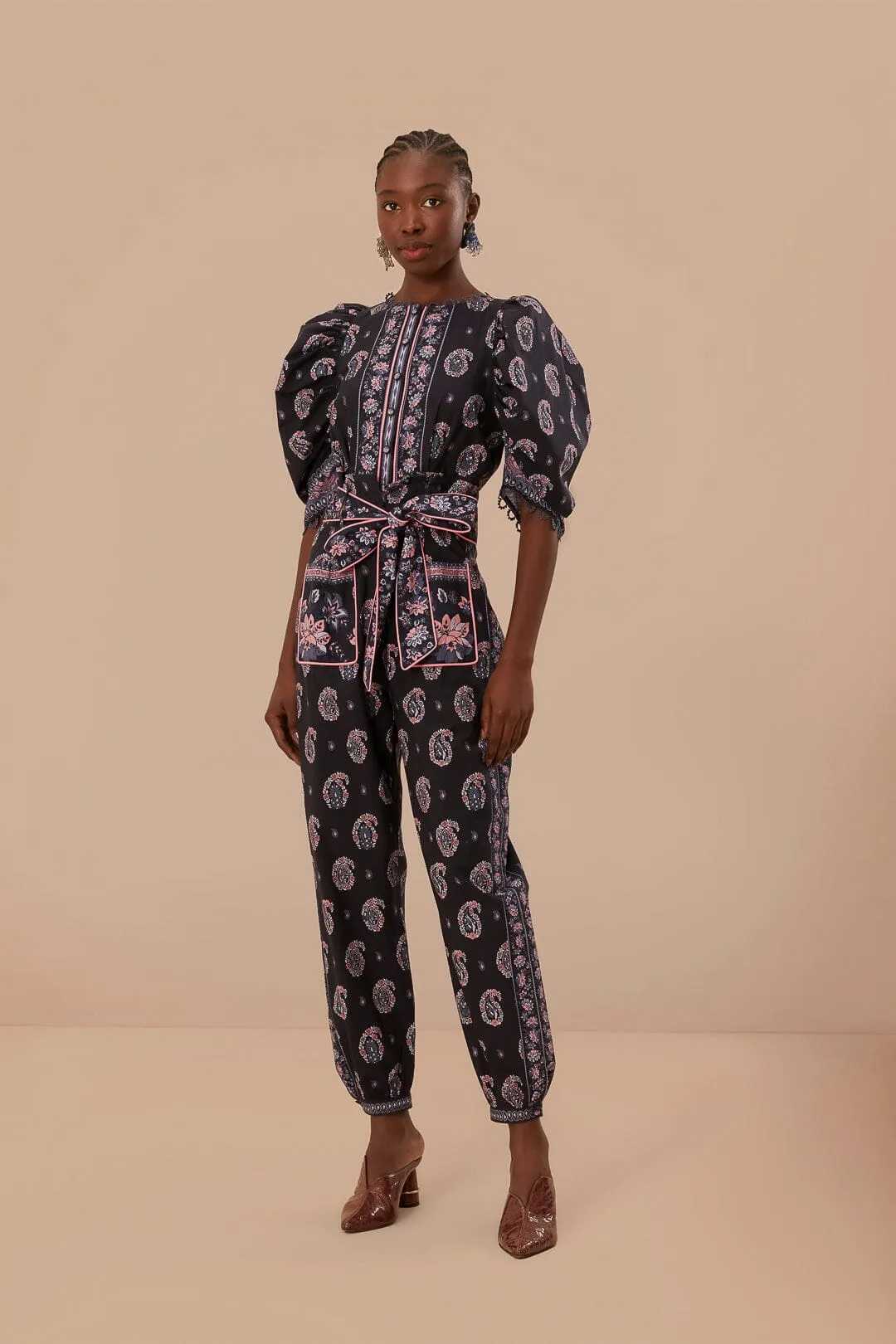 Blue Ayla Short Sleeve Jumpsuit sold by FARM Rio