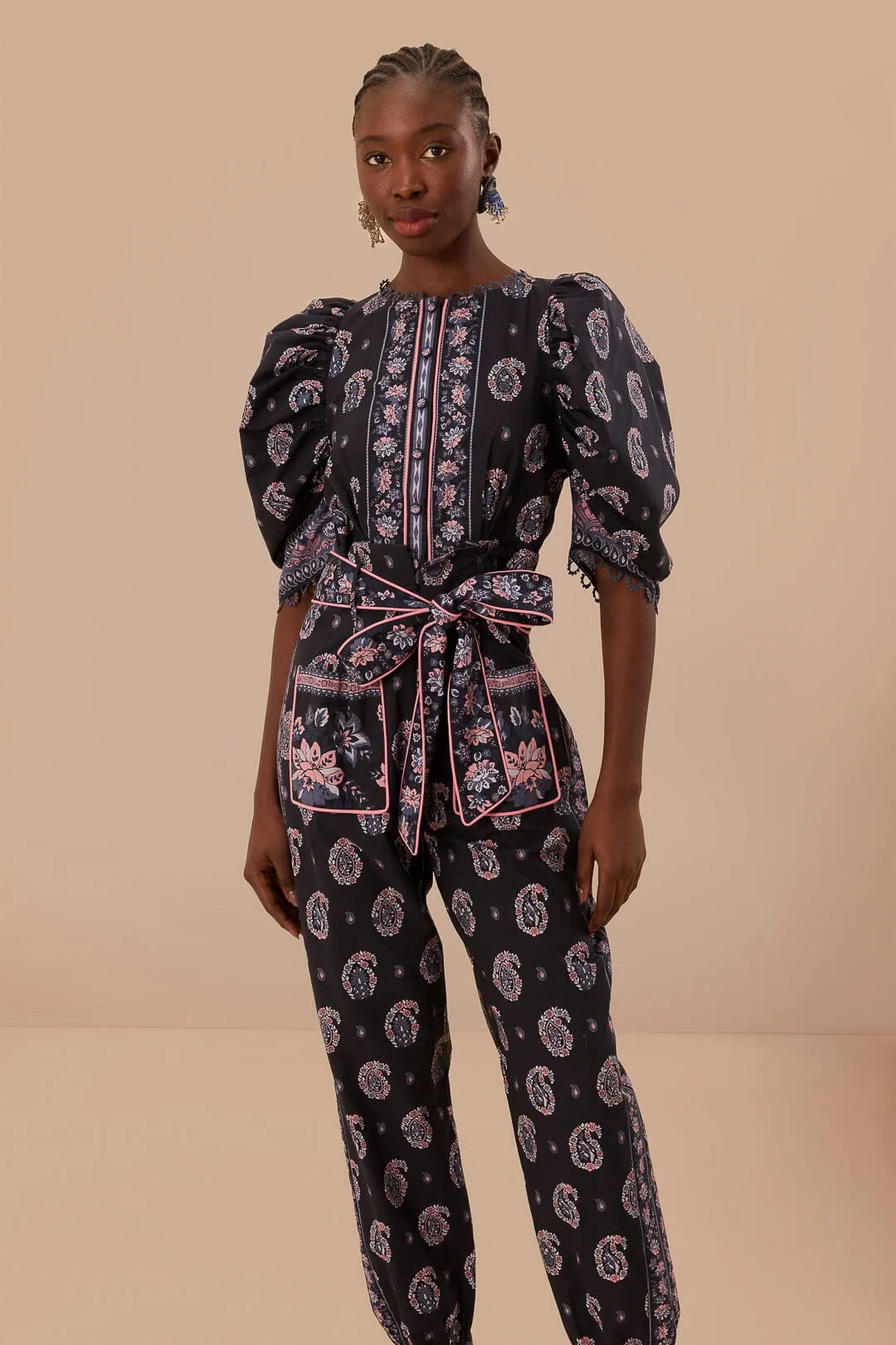 Blue Ayla Short Sleeve Jumpsuit sold by FARM Rio product image thumbnail 2