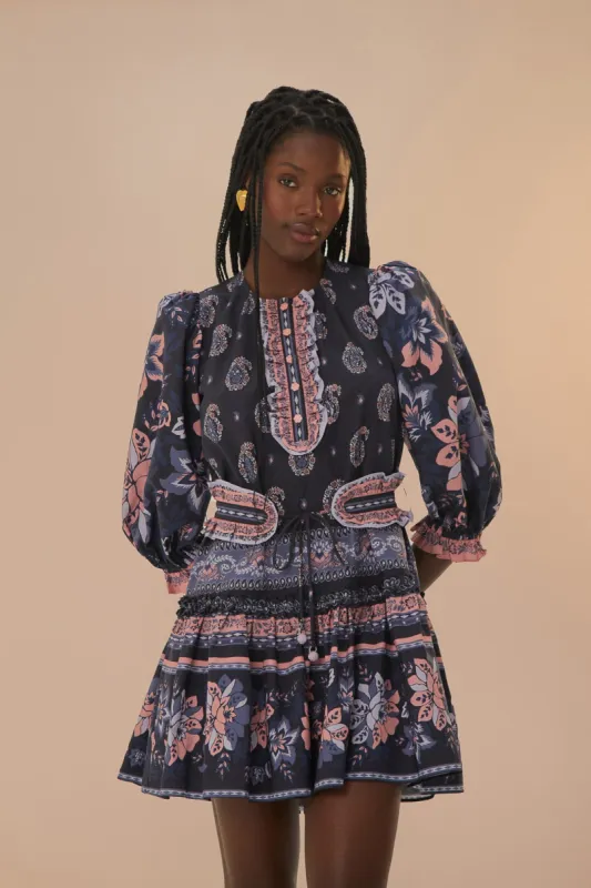 Blue Ayla Short Sleeve Mini Dress sold by FARM Rio
