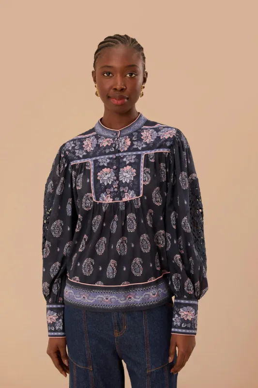 Blue Ayla Long Sleeve Blouse sold by FARM Rio