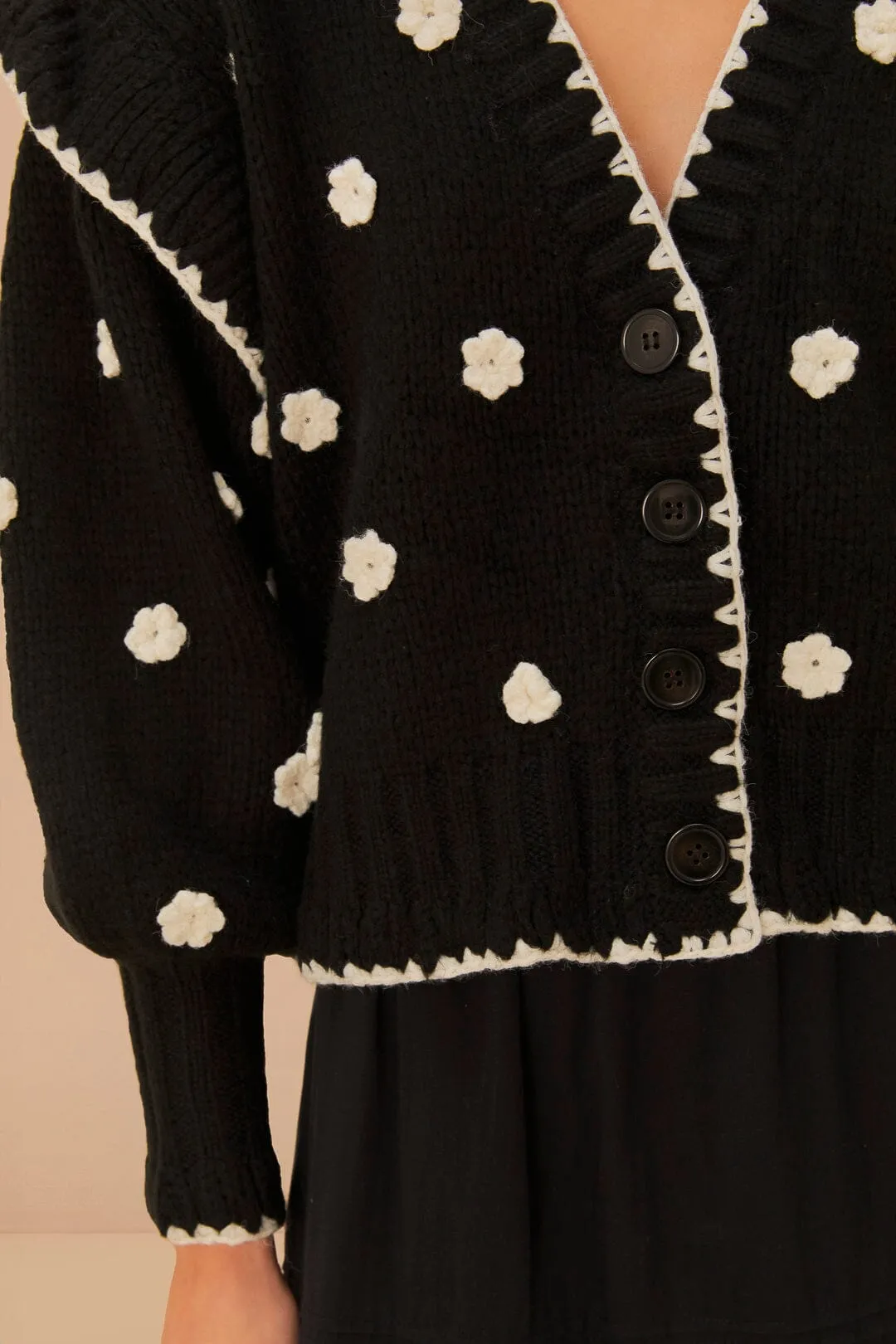 Black And White Flowers Knit Cardigan sold by FARM Rio product image thumbnail 5