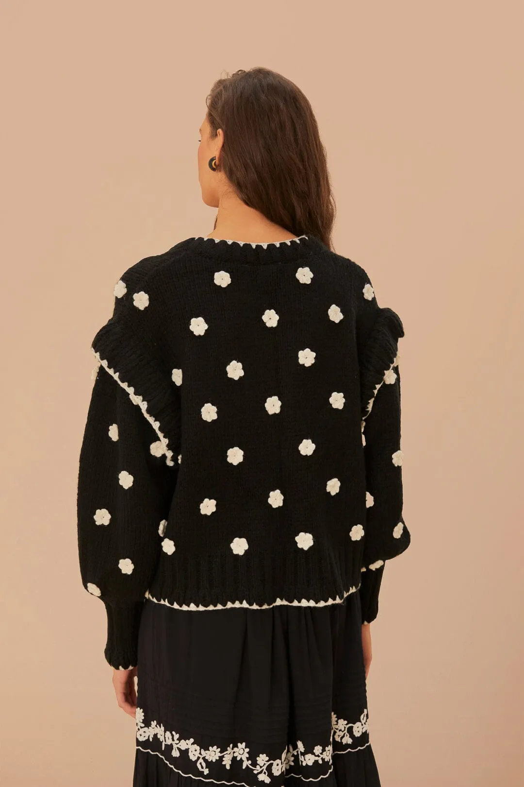 Black And White Flowers Knit Cardigan sold by FARM Rio product image thumbnail 4