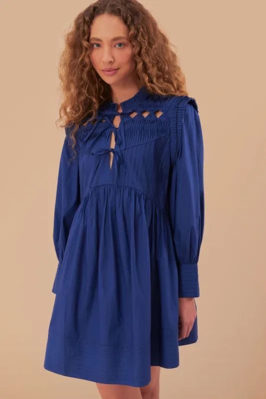 Navy Blue Open Yoke Mini Dress sold by FARM Rio