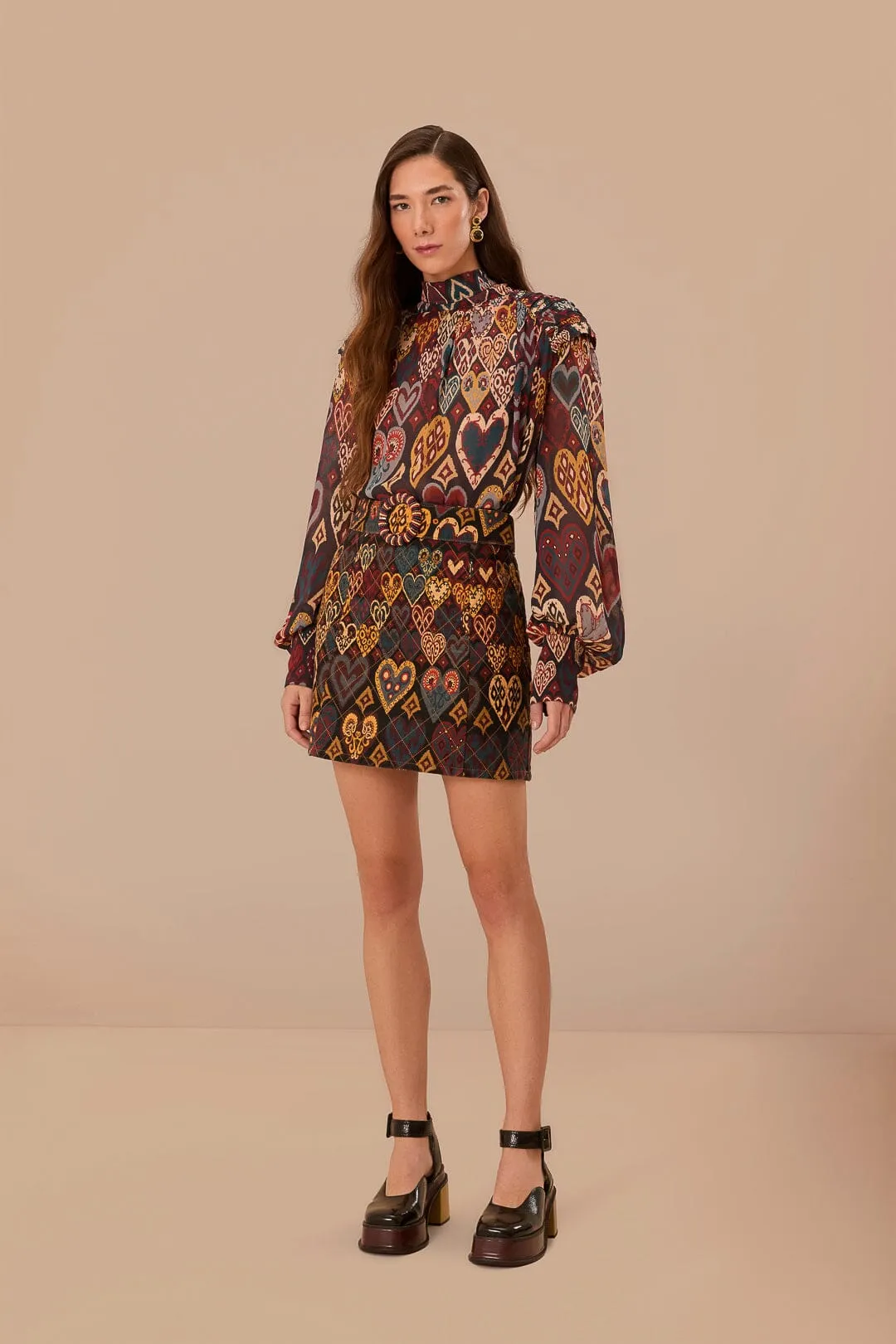 Black Hearts Ikat Blouse sold by FARM Rio