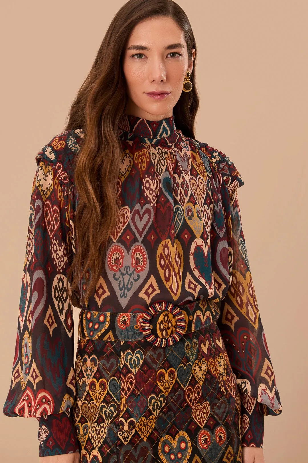 Black Hearts Ikat Blouse sold by FARM Rio product image thumbnail 2