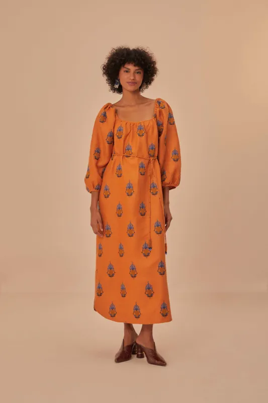 Yellow Embroidered Midi Dress sold by FARM Rio