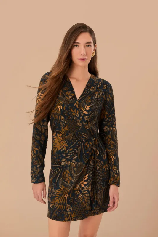 Teal Dotted Forest LENZING™ ECOVERO™ Viscose Wrap Mini Dress sold by FARM Rio