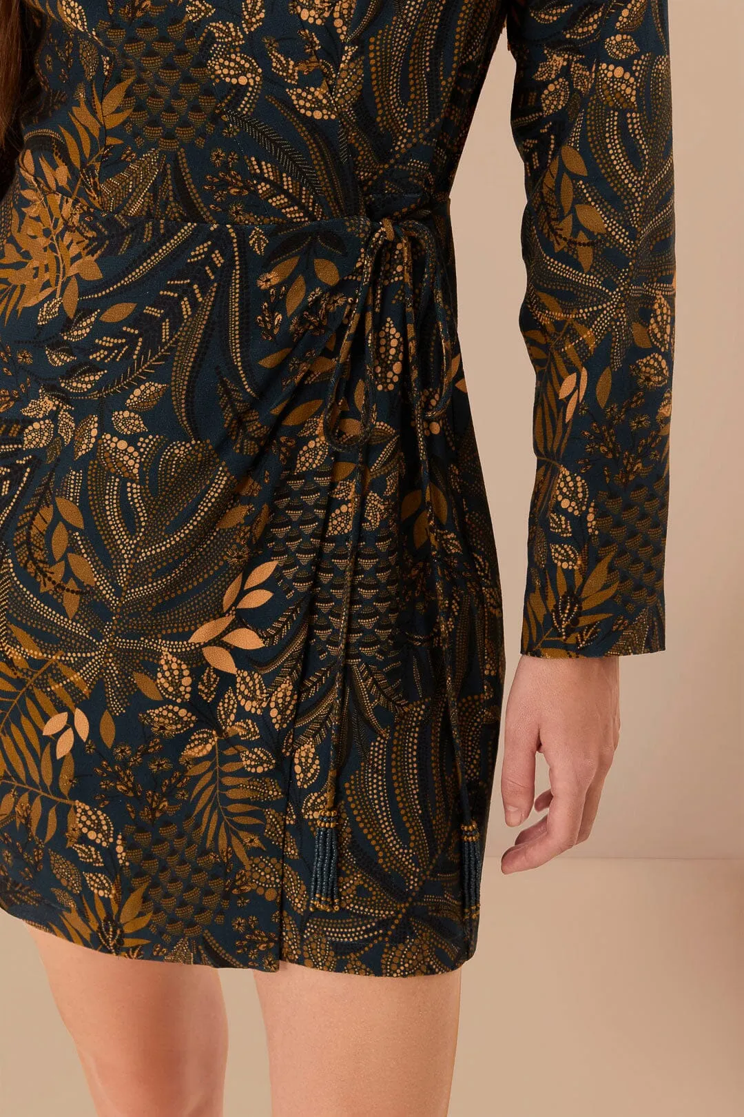 Teal Dotted Forest LENZING™ ECOVERO™ Viscose Wrap Mini Dress sold by FARM Rio product image thumbnail 4