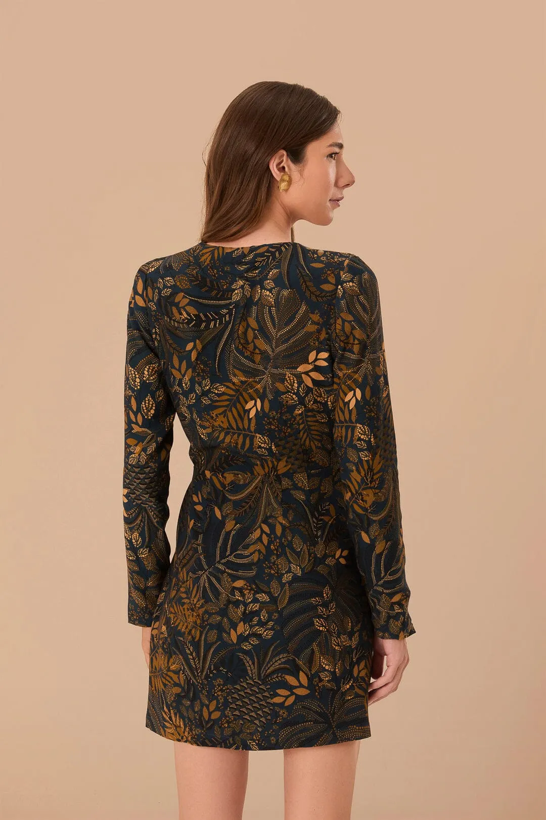 Teal Dotted Forest LENZING™ ECOVERO™ Viscose Wrap Mini Dress sold by FARM Rio product image thumbnail 3