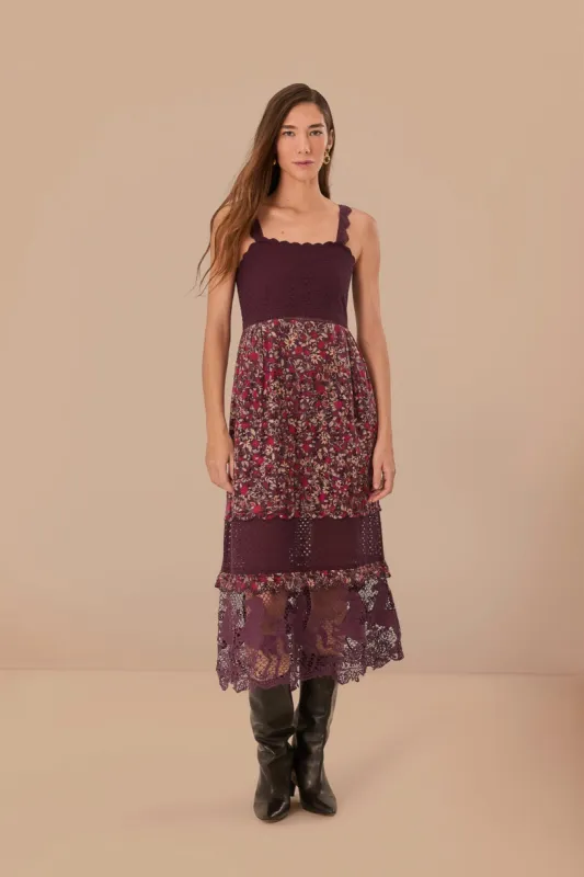 Purple Chelsea Garden Embroidered Lace Midi Dress sold by FARM Rio