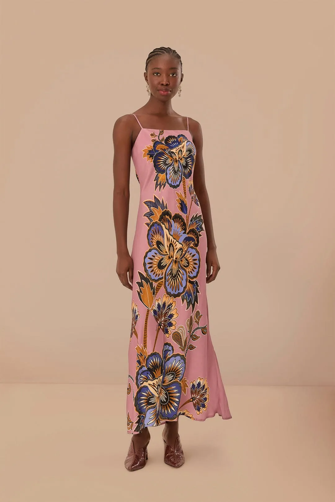 Pink Maxi Floral LENZING™ ECOVERO™ Viscose Slip Maxi Dress sold by FARM Rio product image thumbnail 2