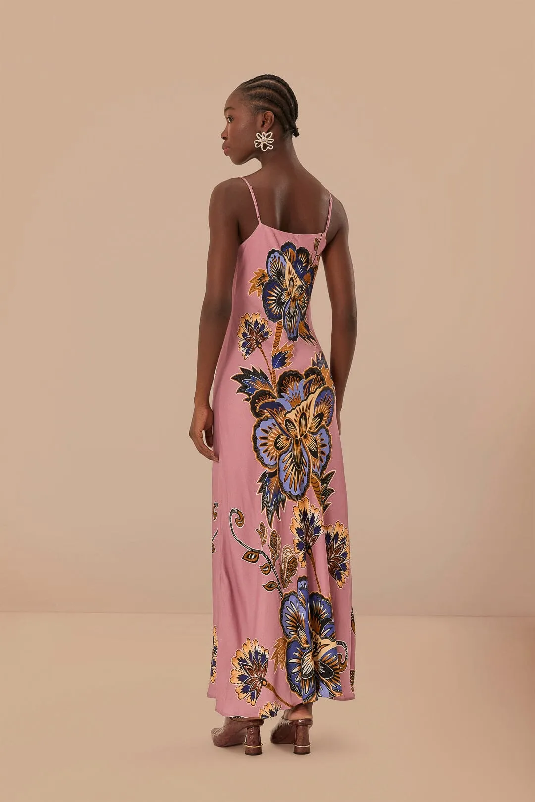 Pink Maxi Floral LENZING™ ECOVERO™ Viscose Slip Maxi Dress sold by FARM Rio product image thumbnail 3