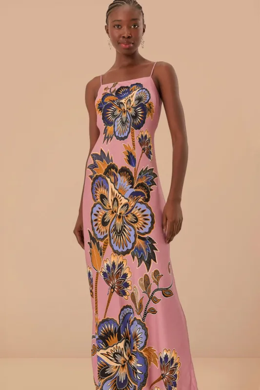 Pink Maxi Floral LENZING™ ECOVERO™ Viscose Slip Maxi Dress sold by FARM Rio