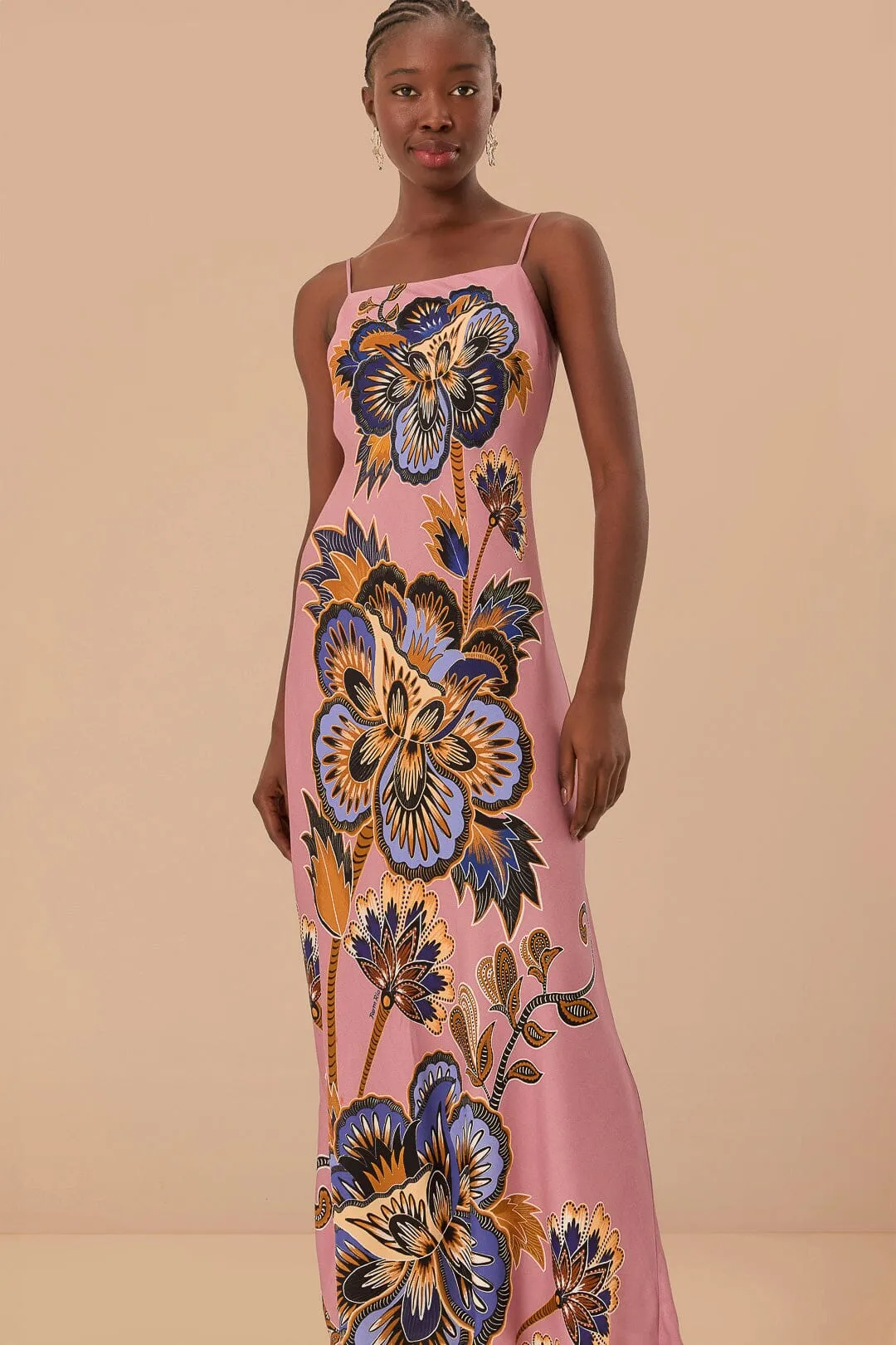 Pink Maxi Floral LENZING™ ECOVERO™ Viscose Slip Maxi Dress sold by FARM Rio