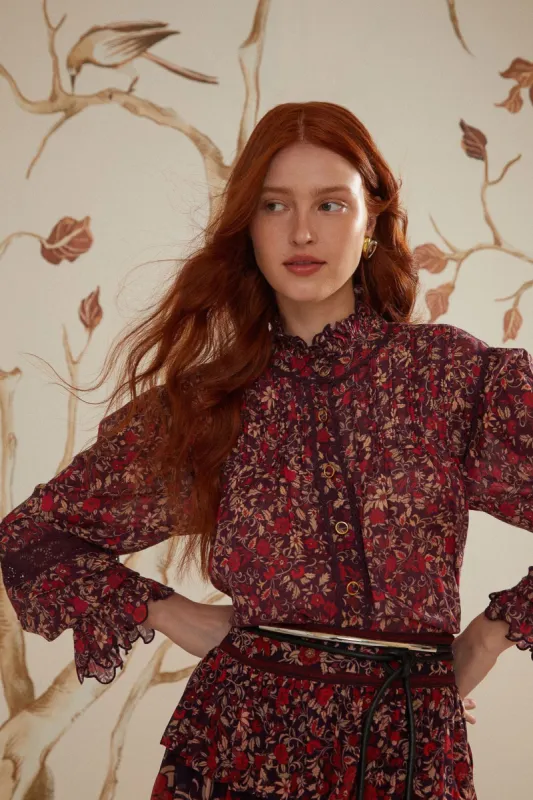 Purple Chelsea Garden Long Sleeve Blouse sold by FARM Rio