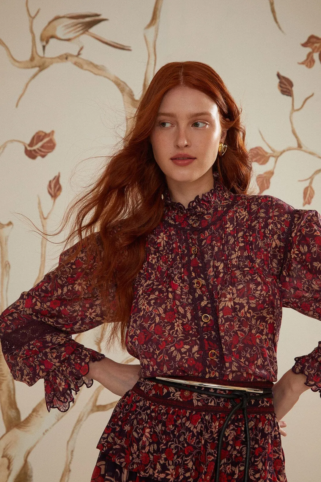 Purple Chelsea Garden Long Sleeve Blouse sold by FARM Rio