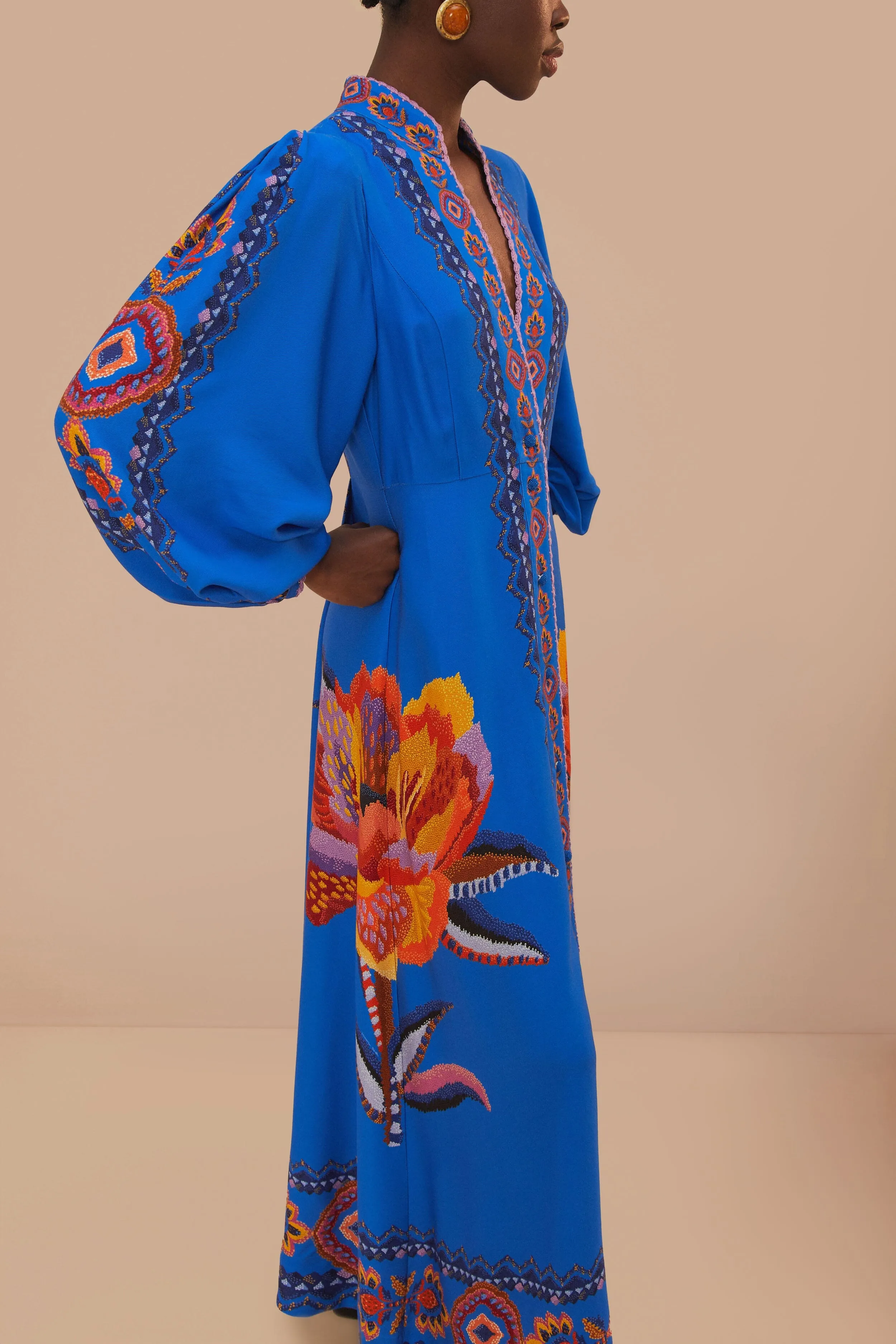 Navy Blue Lucy Floral Tapestry Maxi Dress sold by FARM Rio product image thumbnail 4