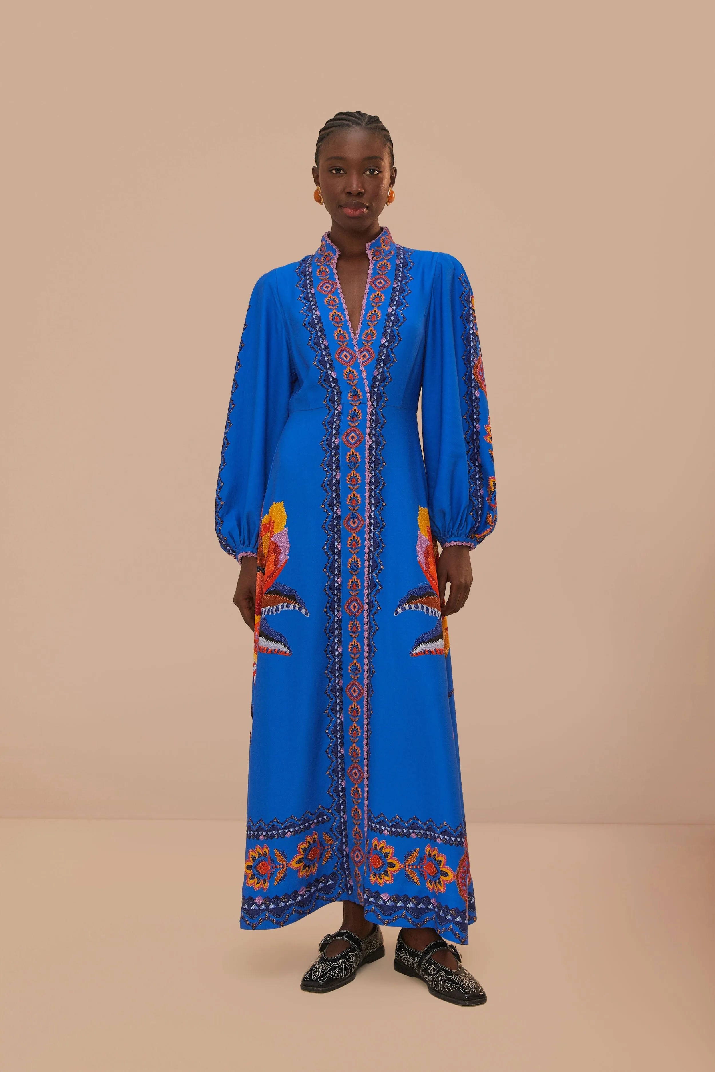 Navy Blue Lucy Floral Tapestry Maxi Dress sold by FARM Rio product image thumbnail 2