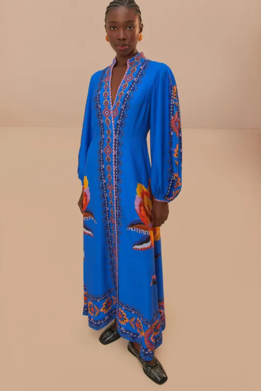 Navy Blue Lucy Floral Tapestry Maxi Dress sold by FARM Rio