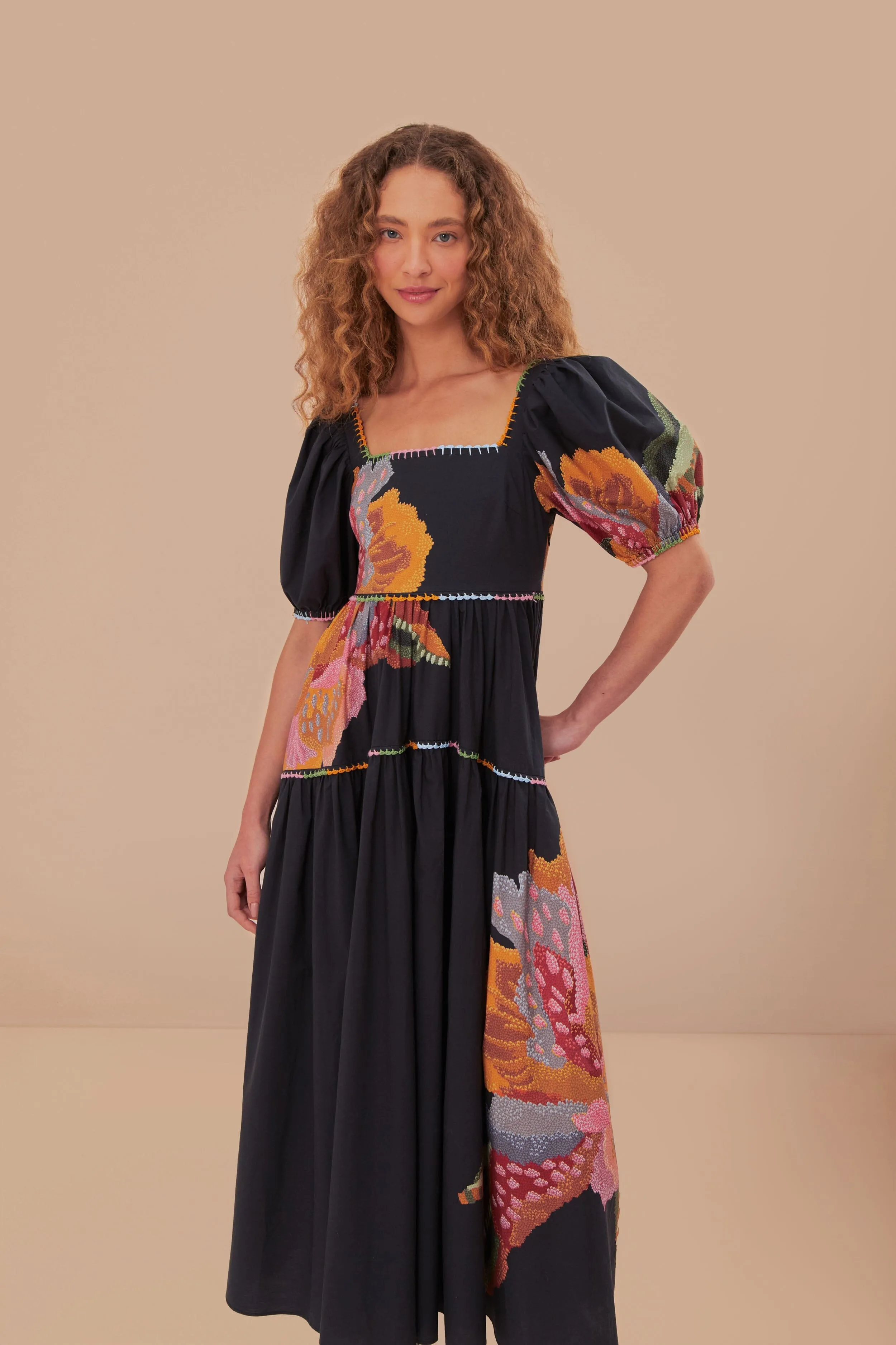 Black Lucy Floral Maxi Dress sold by FARM Rio product image thumbnail 2