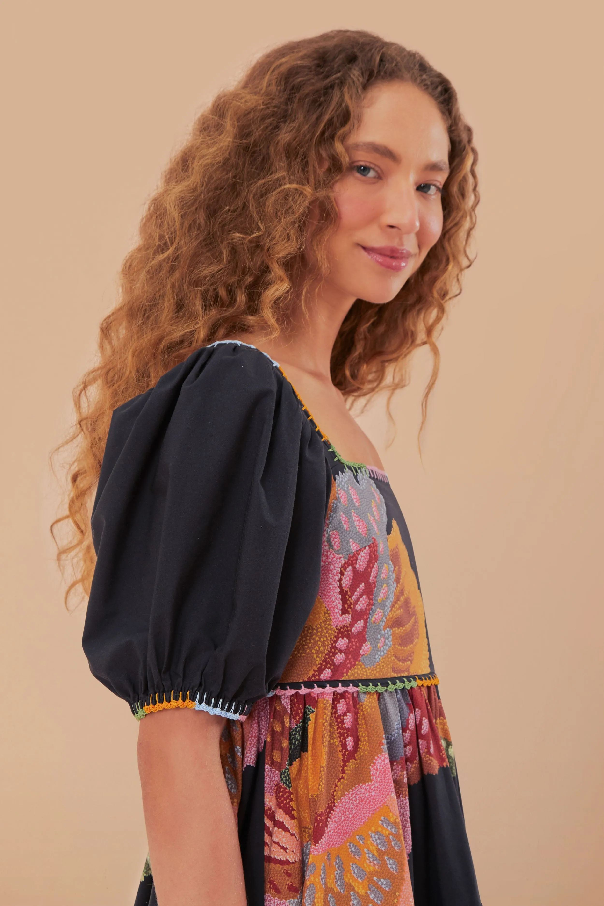 Black Lucy Floral Maxi Dress sold by FARM Rio product image thumbnail 3