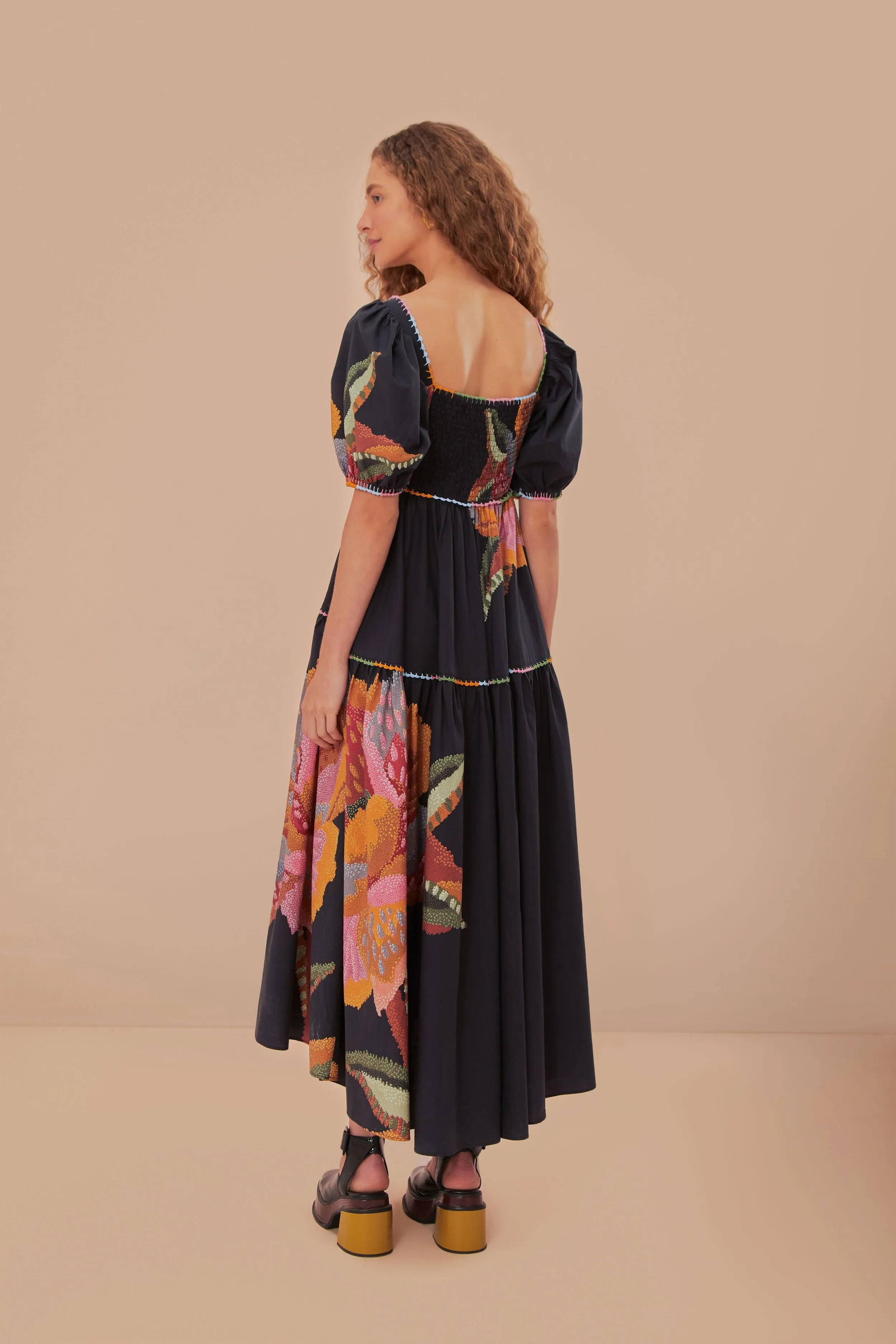 Black Lucy Floral Maxi Dress sold by FARM Rio product image thumbnail 4
