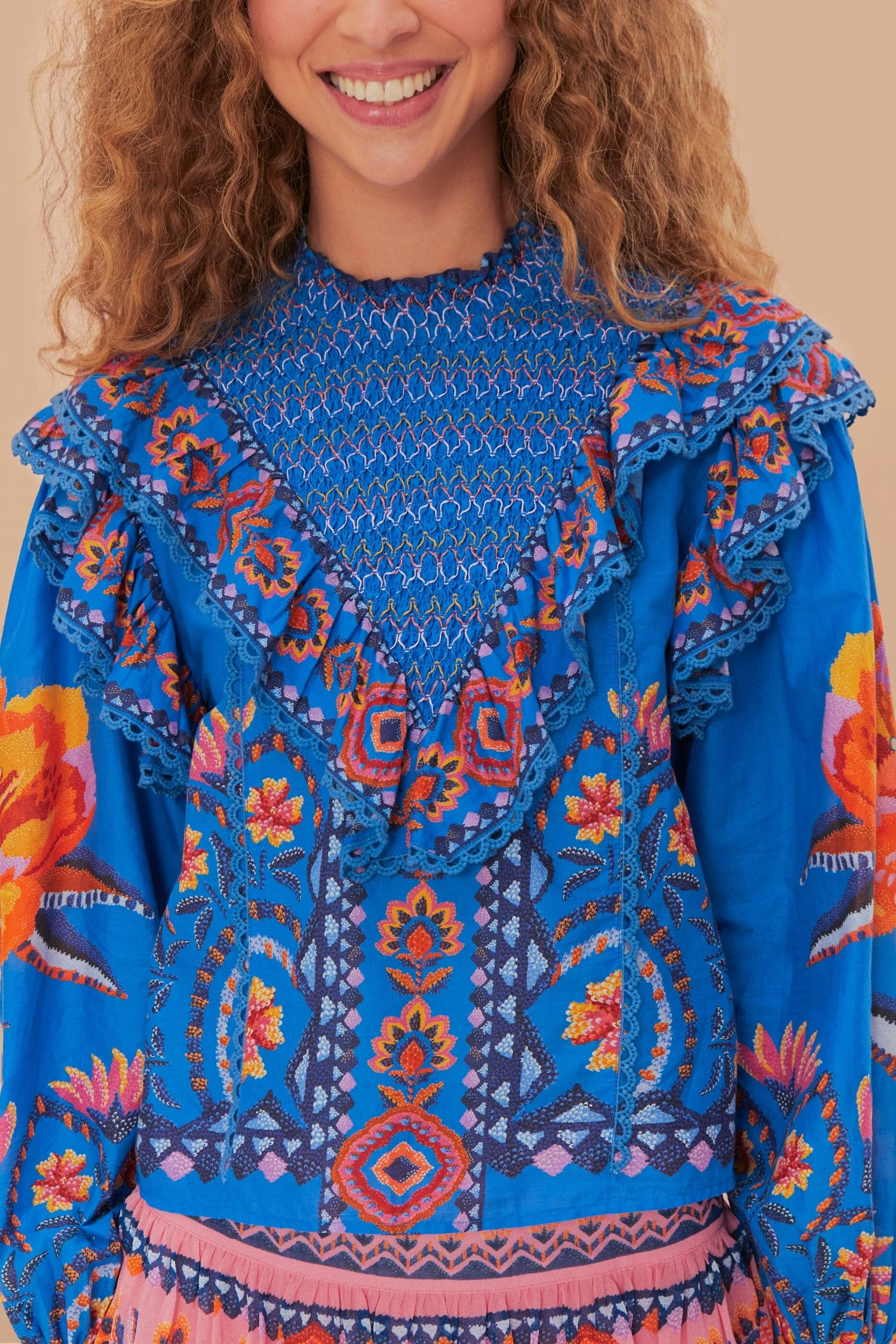 Blue Lucy Floral Tapestry Blouse sold by FARM Rio product image thumbnail 5