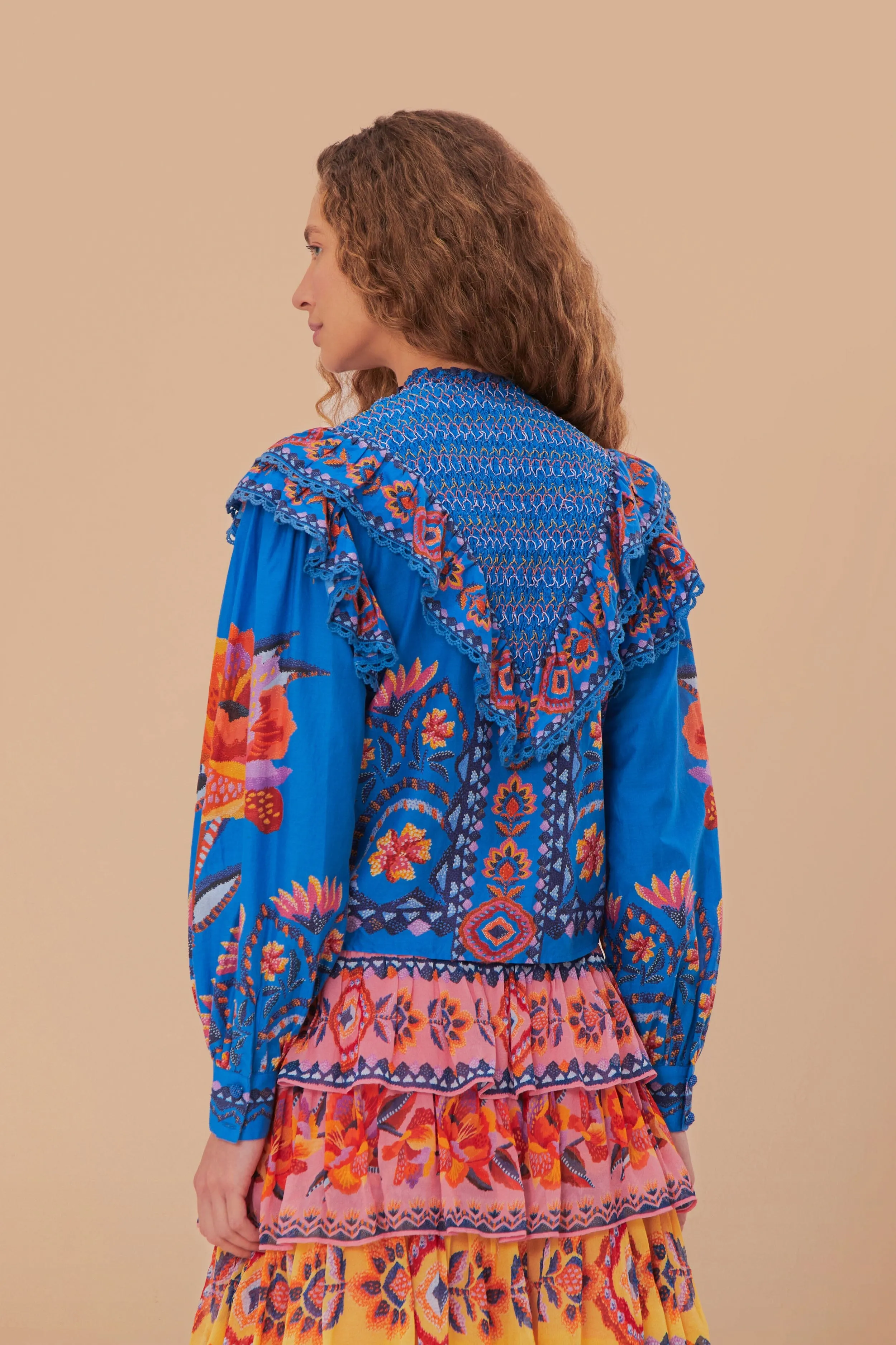 Blue Lucy Floral Tapestry Blouse sold by FARM Rio product image thumbnail 4