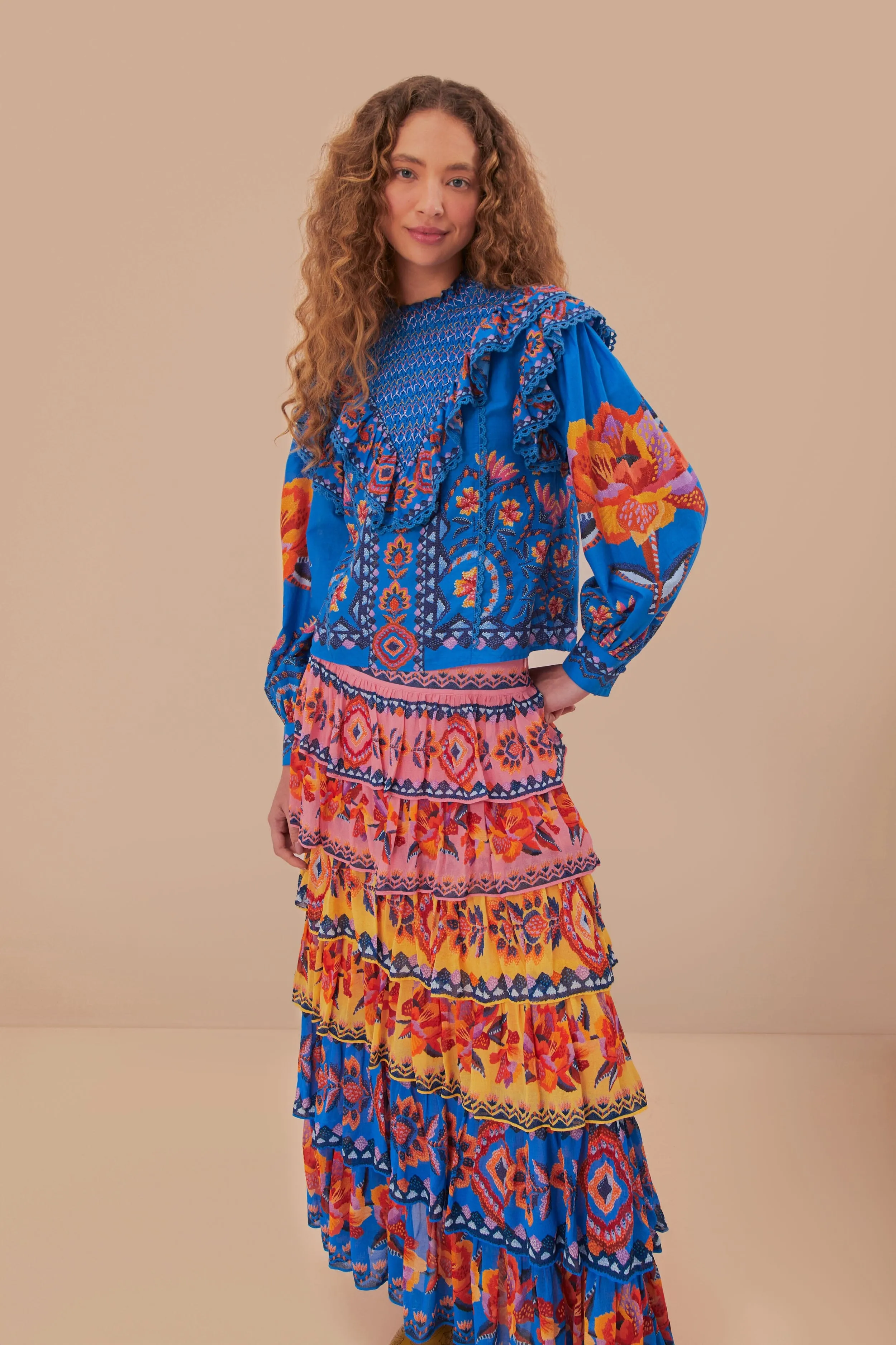 Blue Lucy Floral Ainika Maxi Skirt sold by FARM Rio product image thumbnail 2