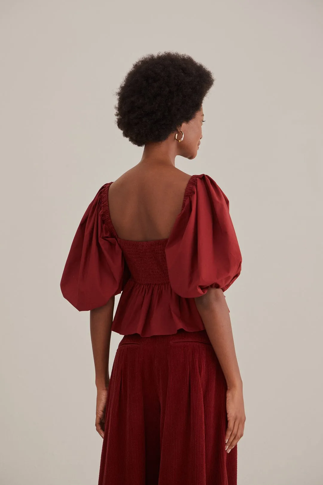 Marsala Heart Shaped Puff Sleeve Blouse sold by FARM Rio product image thumbnail 4